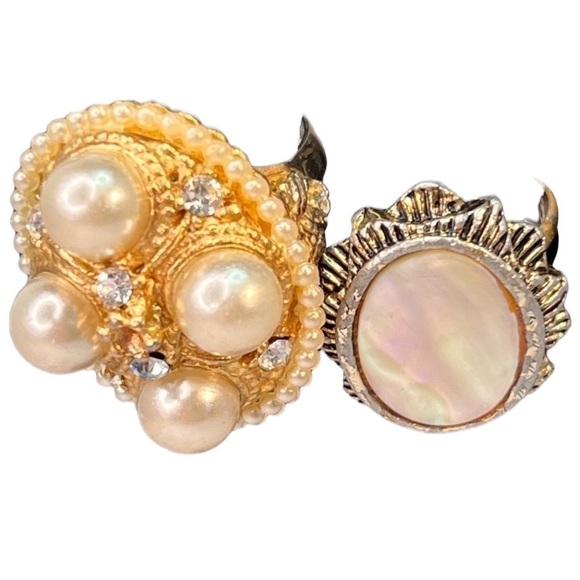 Vintage Jewelry - Vintage Rings Lot Gold Silver Pearl Mother of Pearl Adjustable